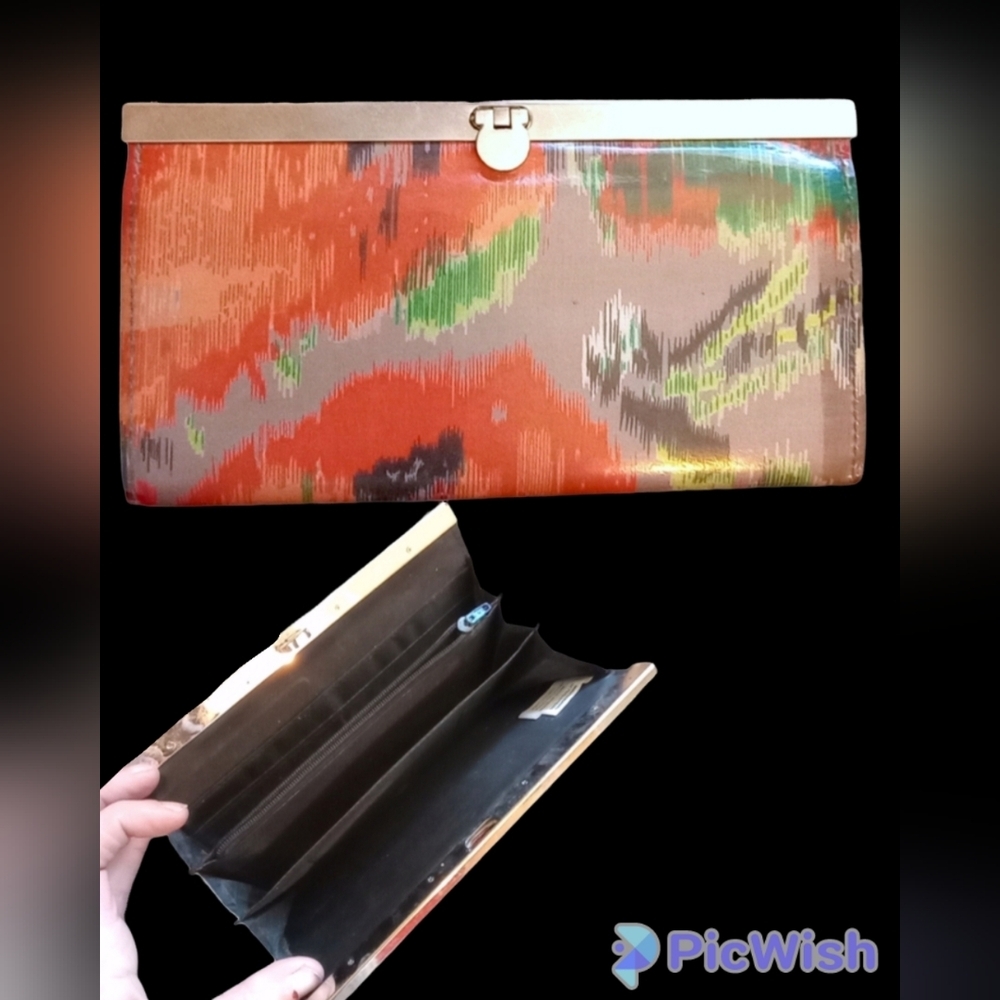 🔥 NWOT Boho Abstract Floral Print Clutch Wallet